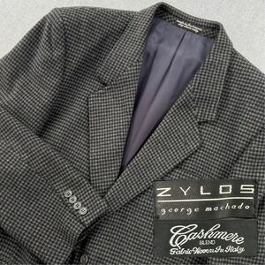Zylos Cashmere Blend Houndstooth Blazer Men 42R Gray Black Academia Preppy